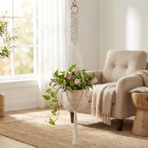 daiktų Macrame pakabinamas krepšelis boho stiliaus augalų vazonas Ø22cm