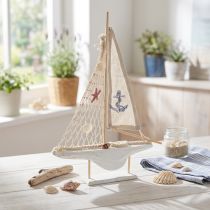 daiktų Burlaivio apdaila medinė pušis ant pagrindo natūrali balta H39cm