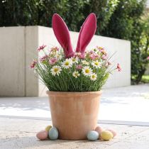 daiktų Dekoratyvinės zuikio ausytės rožinės Velykų flokuota lazdele H56cm