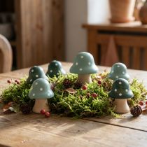 daiktų Mediniai Grybai Dekoratyviniai Grybai Mediniai Mini Toadstools Mėtų žalia 4cm 12 vnt