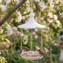 daiktų Pakabinama dekoracija shabby chic dekoratyvinė lesyklėlė paukščiams balta Ø20cm