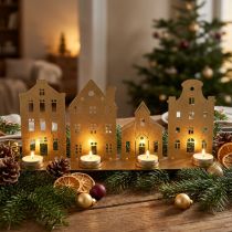 daiktų Žvakidė Kalėdinės lemputės Deco Houses Gold 52×12cm
