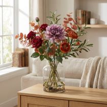 daiktų Dirbtinė gėlė Dahlia Purple šilko gėlė ir pumpuras H57cm