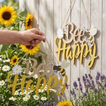 daiktų Dekoratyvinis ženklas bitė “Bee Happy” vasaros puošmena mediena 31×18cm 2vnt