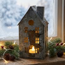daiktų Metalinė arbatinė žvakutė, shabby chic stiliaus, baltai dažyta, rūdžių spalvos, aukštis 20 cm