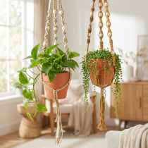 daiktų Macrame pakabinamas puodas kabantis puodas molis Ø12,5cm H75cm 2vnt