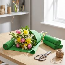 daiktų Gėlių krepinis žalias W10cm gramatūra 128g/kvm L250cm 2 vnt.