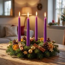 daiktų Kūginės žvakės Wenzel žvakės violetinės 250/23mm 12 vnt