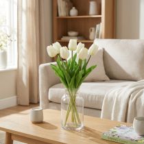 daiktų Dirbtinės tulpės baltas kremas Real Touch 38cm 7 vnt