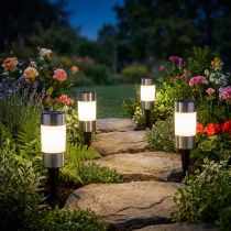 daiktų LED saulės šviestuvų komplektas, 4 vnt., skirta sodui ir terasai, H14 cm