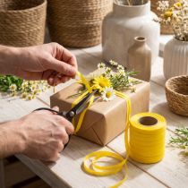 daiktų Garbanota juostelė, dovanų juostelė, geltona medvilnė, 10 mm, 100 m, tvari