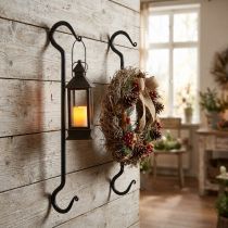 daiktų Dekoratyvinis kabliukas iš metalo juodame metaliniame kabliuke L40cm 2vnt
