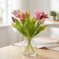 daiktų Dirbtinės gėlės Karūnos Tulpės Purpurinė Rožinė 7 vnt kekėje 34cm