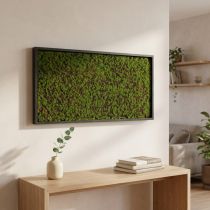 daiktų Sienos samanos žaliame rėme 60x30cm Sienų apdaila iš samanų