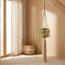 daiktų Pakabinama makrame dekoracija Boho smėlio spalvos ruda Ø12cm A79cm Augalų pakaba