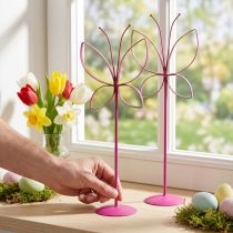 daiktų Butterfly Metal Decoration Spring Fuchsia Gold H35cm 2 vnt