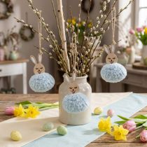 daiktų Puschelbunny mėlynas deko pakabukas medinis pliušas apie 7×7×10cm 6vnt