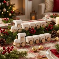 daiktų Medinis traukinukas deco kalėdinis traukinukas baltas L20cm A6cm 2vnt