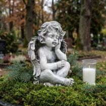 daiktų Grabengel Angel Gray Grave Figūra Kapo puošmena 24cm