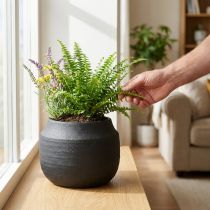 daiktų Sodintuvas Juodas keramikinis gėlių vazonas Ø23cm H19,5cm
