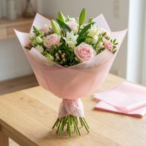 daiktų Transmatt rožinė drėgmei atspari floristinė plėvelė, 57 cm, pjaustoma pagal dydį puokštėms, 20 vnt.