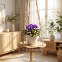 daiktų Augalų sūpynės, gėlių padėklas ant virvės, pakabinamas krepšelis su makrame Ø34cm L84cm