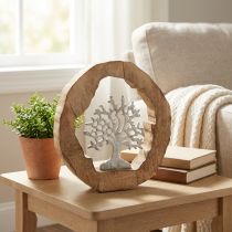 daiktų Deco skulptūrų medis mediniame žiediniame stalo papuošime 22×21×4 cm