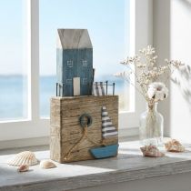daiktų Jūrinė medinė dekoruota uosto promenada Shabby Chic H25,5cm