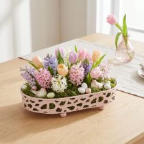 daiktų Dekoratyvinis dubuo Ovalus dubuo su kojelėmis stalo puošmena rožinė 30×18cm