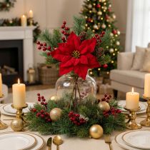 daiktų Poinsettia Dirbtinė Kalėdų žvaigždė Raudona Žalia L57cm