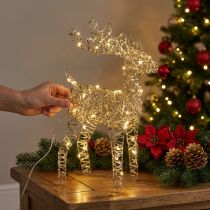 daiktų LED elnio metalinė kalėdinė dekoracija viduje, auksinė, 40 cm