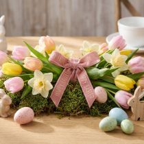 daiktų Aksominė juostelė Happy Easter dekoratyvinė juostelė rožinė 15mm 5m
