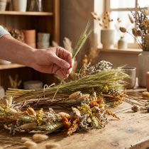 daiktų Džiovintų gėlių „pasidaryk pats“ rinkinys iš natūralių dekoracijų džiovintoms puokštėms ir vainikams, 60 cm – ilgaamžė kaimo namo puošmena