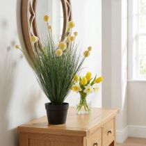 daiktų Žolė su gėlėmis vazonėlyje dirbtinė geltona 70cm