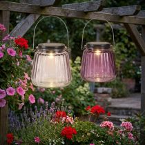 daiktų LED sodo apšvietimas stiklinis saulės kolektorius, skirtas pakabinti Violetinė Ø10,5cm 2vnt