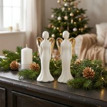 daiktų Angelų figūrėlės keraminės angelo baltojo aukso 6cmx5cmx15cm 2vnt