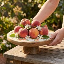daiktų Dekoratyvinė lėkštė su pagrindu mango medienos persikų motyvu Ø26cm H9,5cm