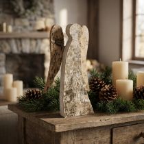 daiktų Angelo figūrėlė, pagaminta iš medžio su beržo žieve, 30 cm