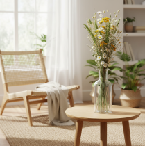 daiktų Džiovintų gėlių puokštė, elegantiška džiovintų gėlių puokštė svetainei, 50 cm