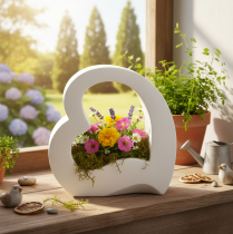 daiktų Širdies formos dekoracija sodinimui ir gėlių kompozicijoms, atviras dizainas, moderni širdies forma, 19 cm