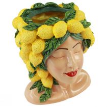 daiktų Moters biusto vazonas su citrina dekoracija Viduržemio jūra H21,5cm