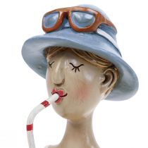 daiktų Moteriškas krūtinės kokteilis Mėlyna balta Dekoratyvinės figūrėlės H10,5cm 2vnt