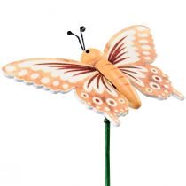 daiktų Gėlių kamštis mediniai dekoratyviniai drugeliai ant pagaliuko 23cm 16vnt
