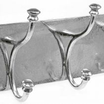 Drabužių kabykla su 3 kabliukais, kabliukas pakabinimui, dekoratyviniai kabliukai iš metalo vintažinio stiliaus sidabro L46cm