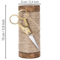daiktų Siūlų ritė su dekoratyvinėmis žirklėmis Ø6,5 cm, aukštis 15 cm, 2 vnt., vintažinio stiliaus
