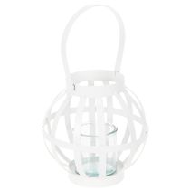 daiktų Sodo žibintas, metalinis ir stiklinis, pakabinama žvakidė, baltas, Ø18,5 cm