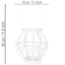 daiktų Sodo žibintas, metalinis ir stiklinis, pakabinama žvakidė, baltas, Ø18,5 cm