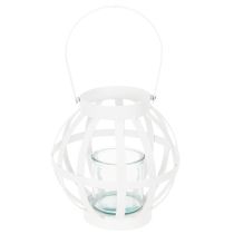 daiktų Sodo žibintas, metalinis ir stiklinis, pakabinama žvakidė, baltas, Ø18,5 cm