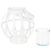 daiktų Sodo žibintas, metalinis ir stiklinis, pakabinama žvakidė, baltas, Ø18,5 cm