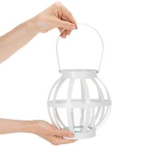 daiktų Sodo žibintas, metalinis ir stiklinis, pakabinama žvakidė, baltas, Ø18,5 cm